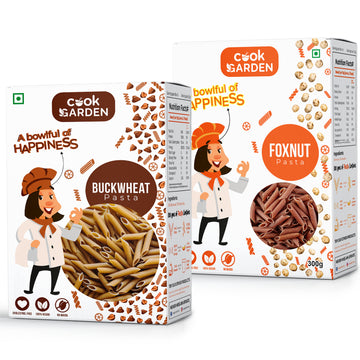 CookGarden BuckWheat & Foxnut Pasta 300g | Vegan | High Protein | Pack of 2